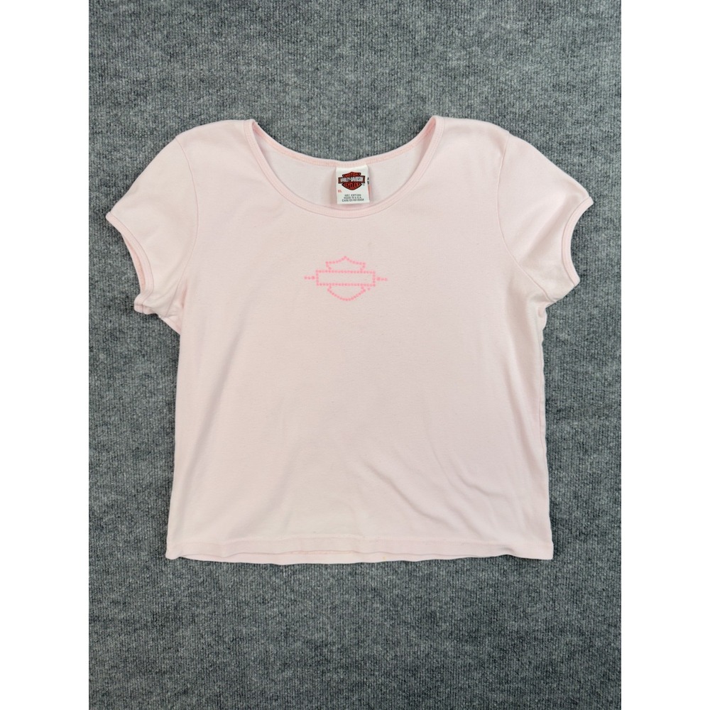 Harley-Davidson Womens Pink Tee XL Logo‎ Fort Worth Made USA RK Stratman
